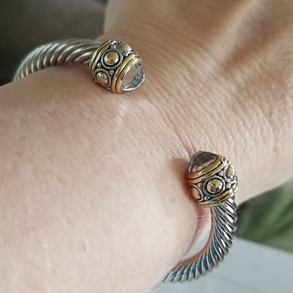 White & Yellow Gold Overlay 3.14 White Sapphire - Picture 8 of 13